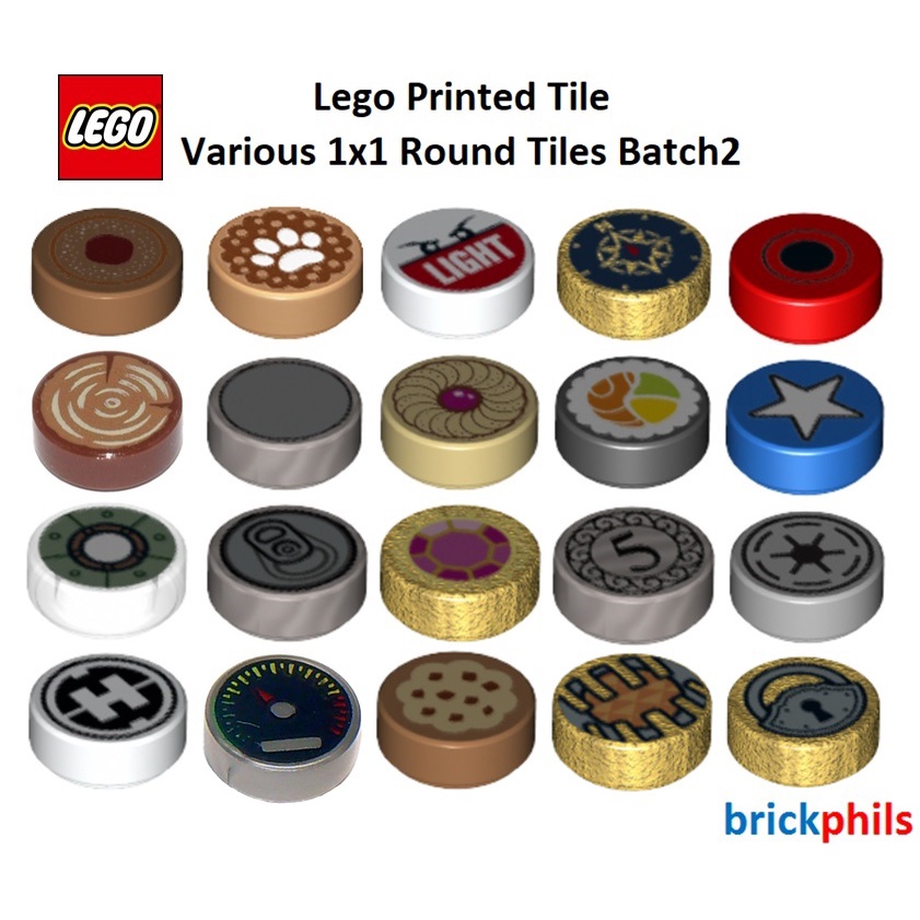 Lego Printed Tile Various 1x1 Round Tiles Batch2 Authentic Lego