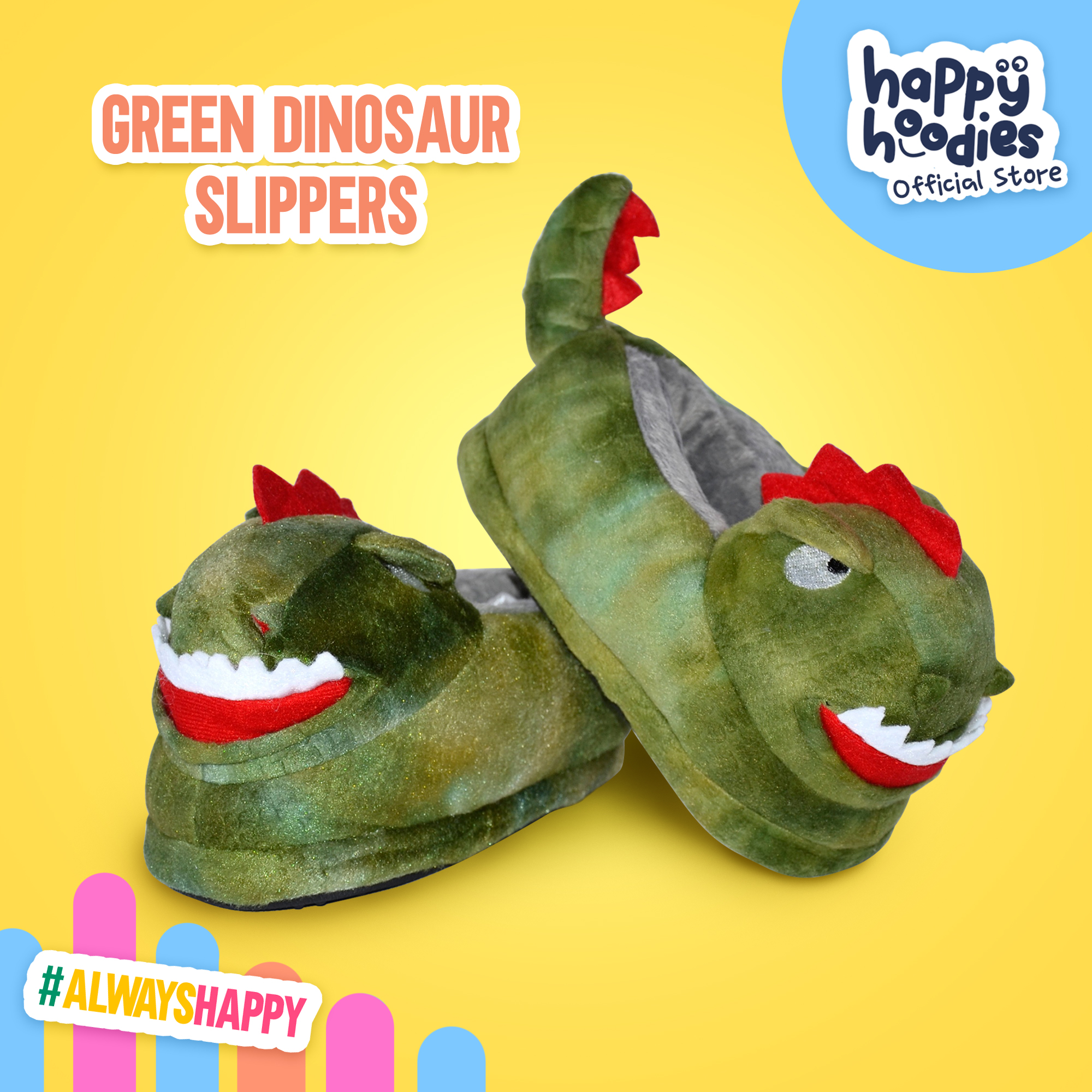 rainbow dinosaur slippers