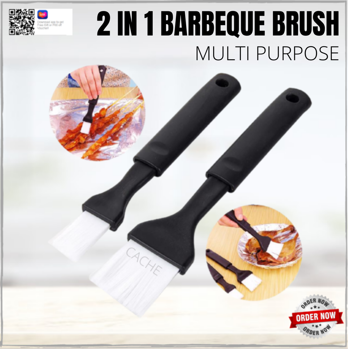  Exceliy 2 Sets Pastry Brushes with Wooden Handle