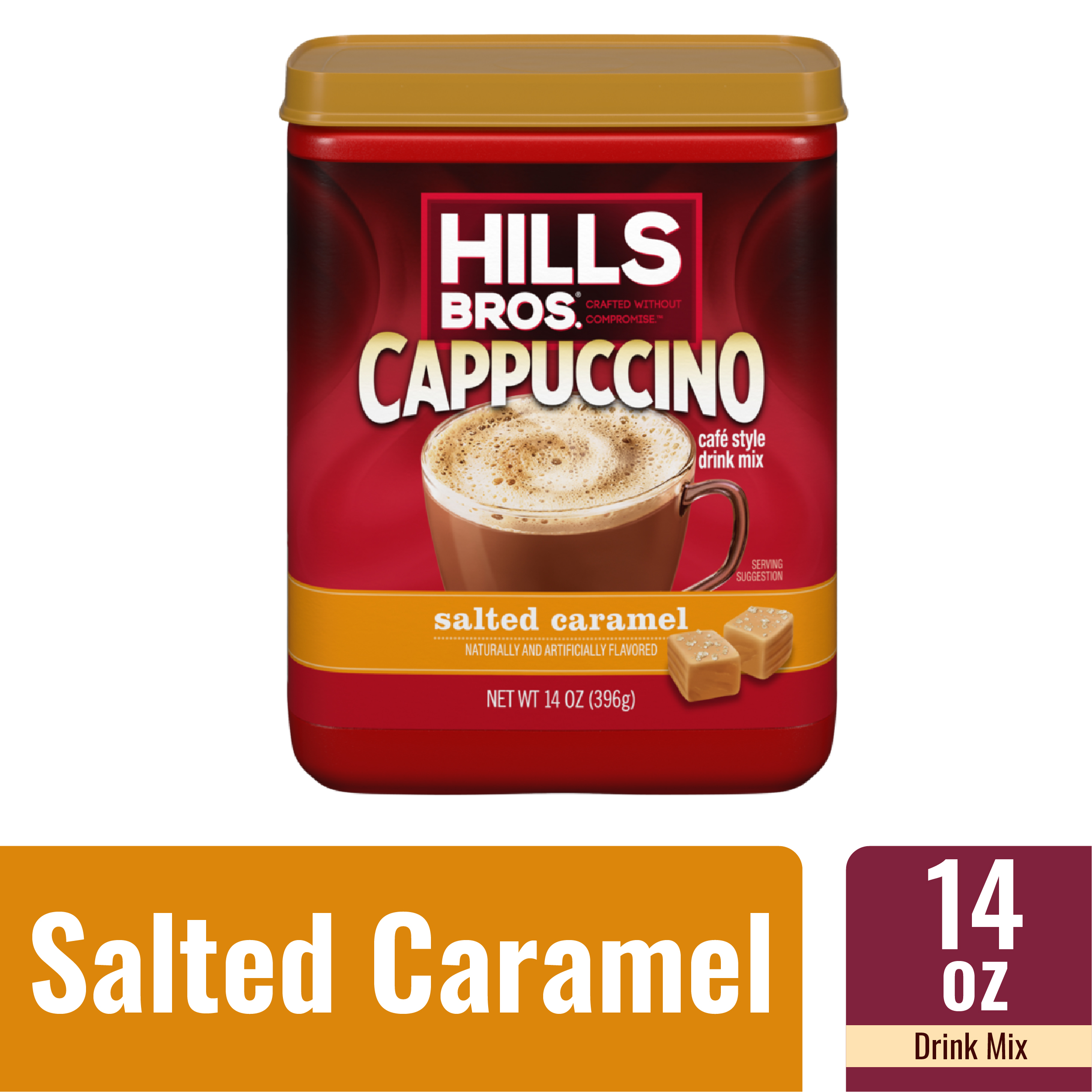 Hills Bros.® Instant Cappuccino Salted Caramel Light Roast Coffee Mix, 14  oz Canister