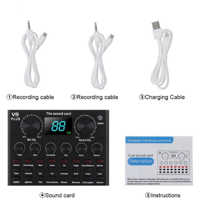 motorcycle Senda V8 Audio Bluetooth USB Mic Live Song Sound Card