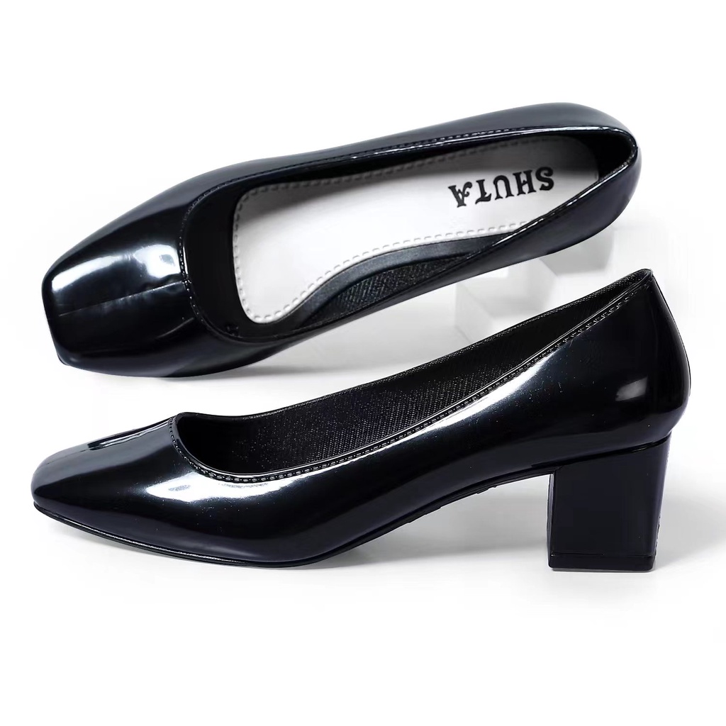 （Add 1 Size Bigger) SHUTA Shoes For Ladies Shoes Square Toe Black Shoes