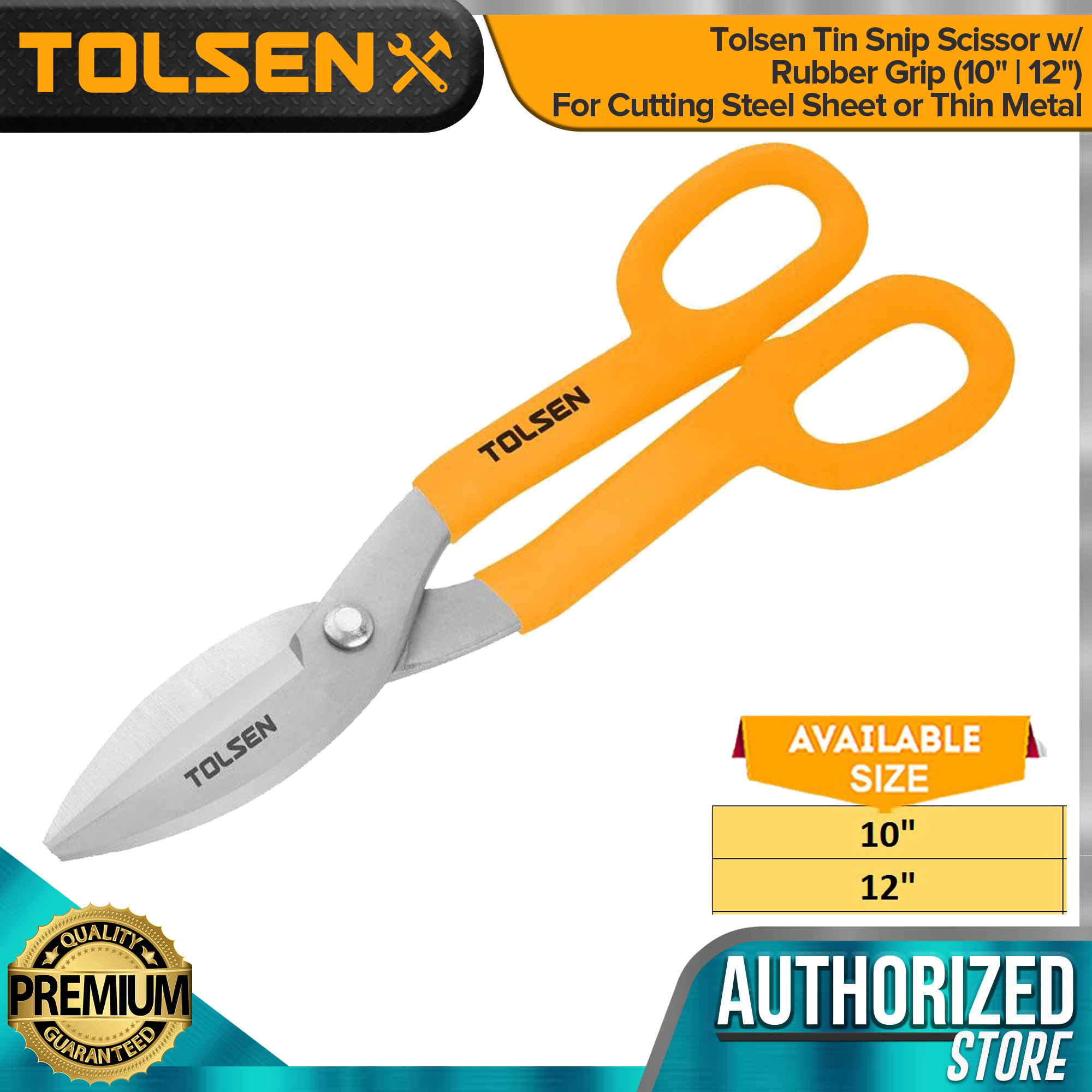 Tolsen Tin Snip Scissor w/ Rubber Grip (10