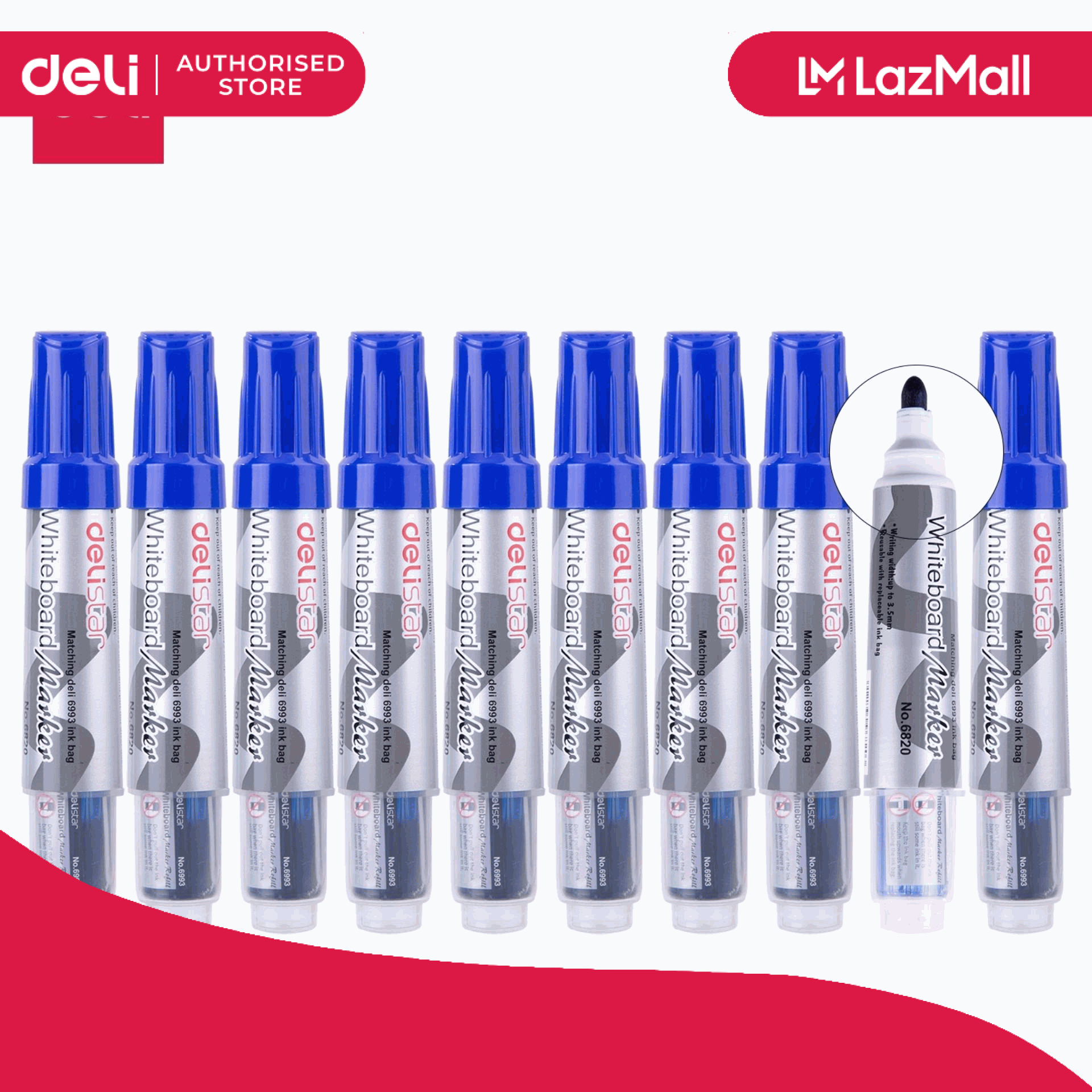 Deli Whiteboard Marker Refillable E6820 (10pcs/box) [75316820A1P10