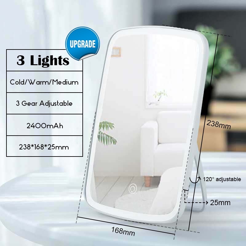 LED Face Three coloer Makeup Mirror Vanity Mirror USB Charge Folding