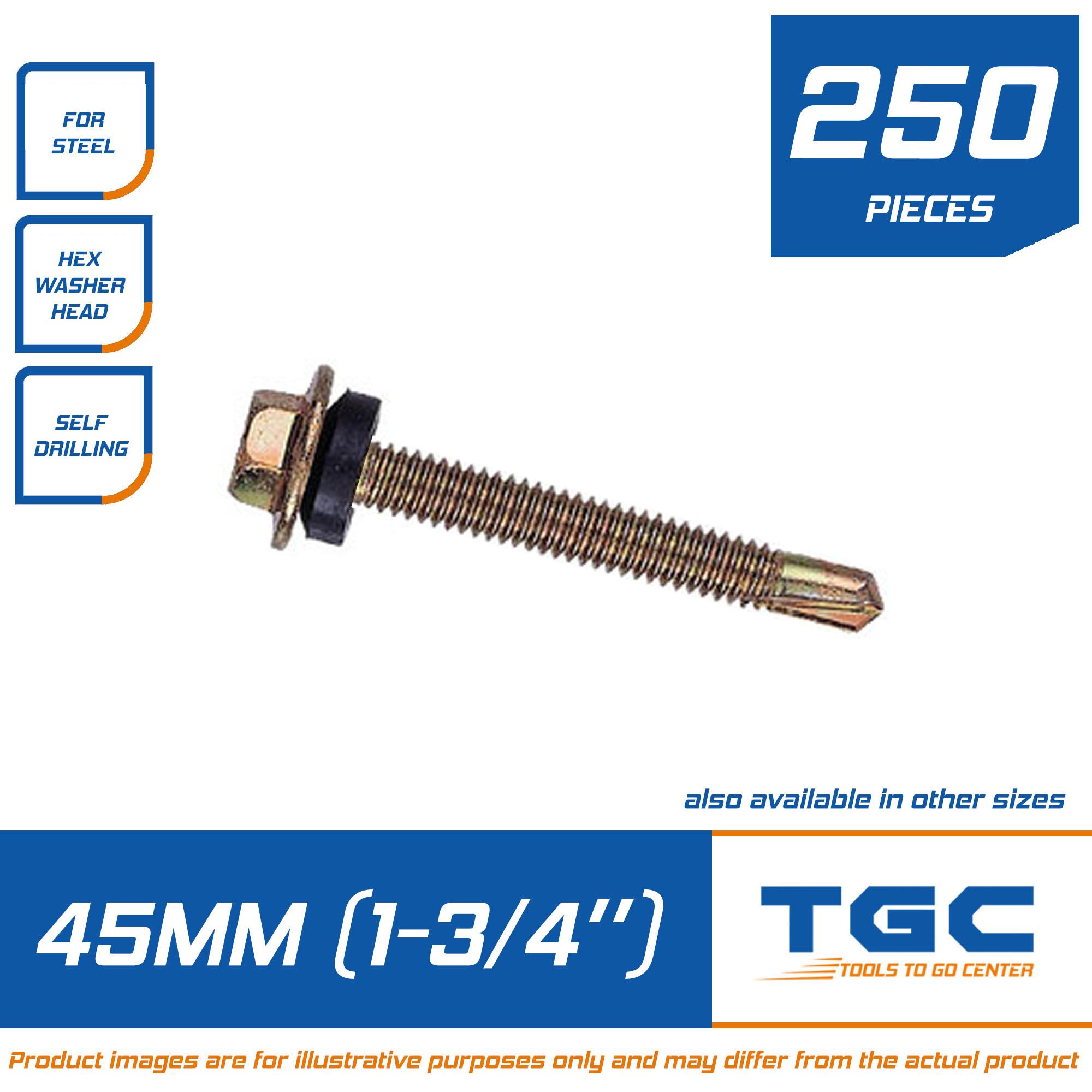250 PCS Tekscrew 12 x 45 mm for steel or Metal Teks Screw 13/4 inches