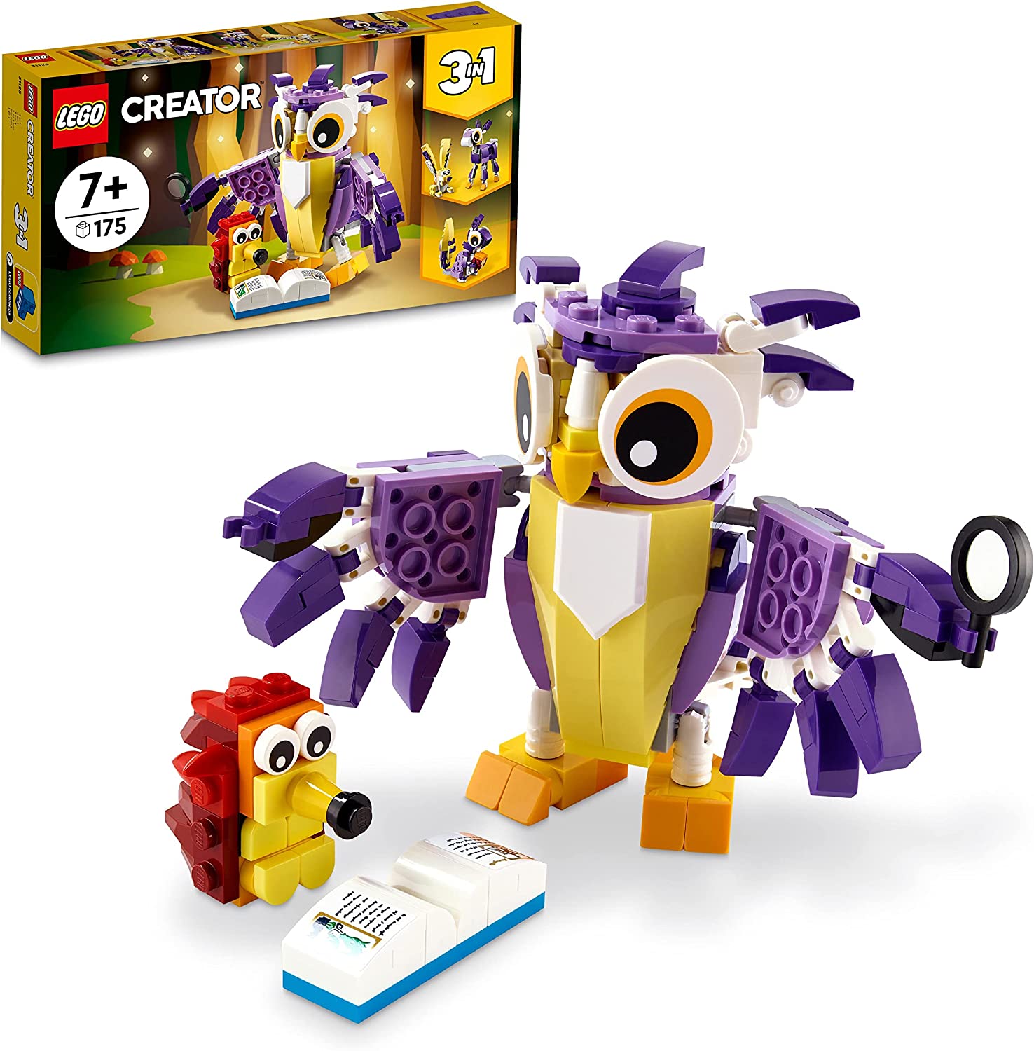 LEGO 31125 Creator 3in1 Fantasy Forest Creatures, Woodland Animal Toys Set  for Kids - Rabbit to Owl to Squirrel Brick Built Figures, Gifts for Girls &  