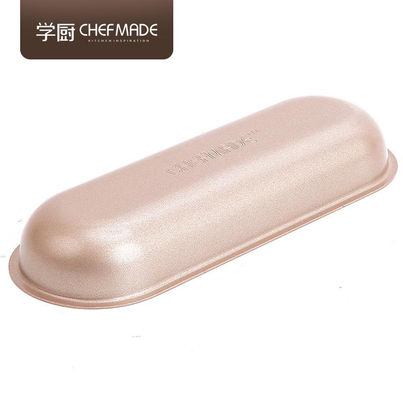 Chefmade Chef Made Vàng 7 Inch Không Dính Xúc Xích Bộ Tạo Khuôn Hình Bầu Dục Loại Dài Bánh Mì Khuôn Bánh Gối Chuyên Ngành Series