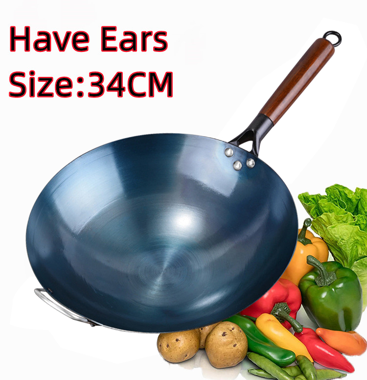 Wok Non Stick Black Carbon Steel Wok For Gas Stove Wok Pan Non Stick