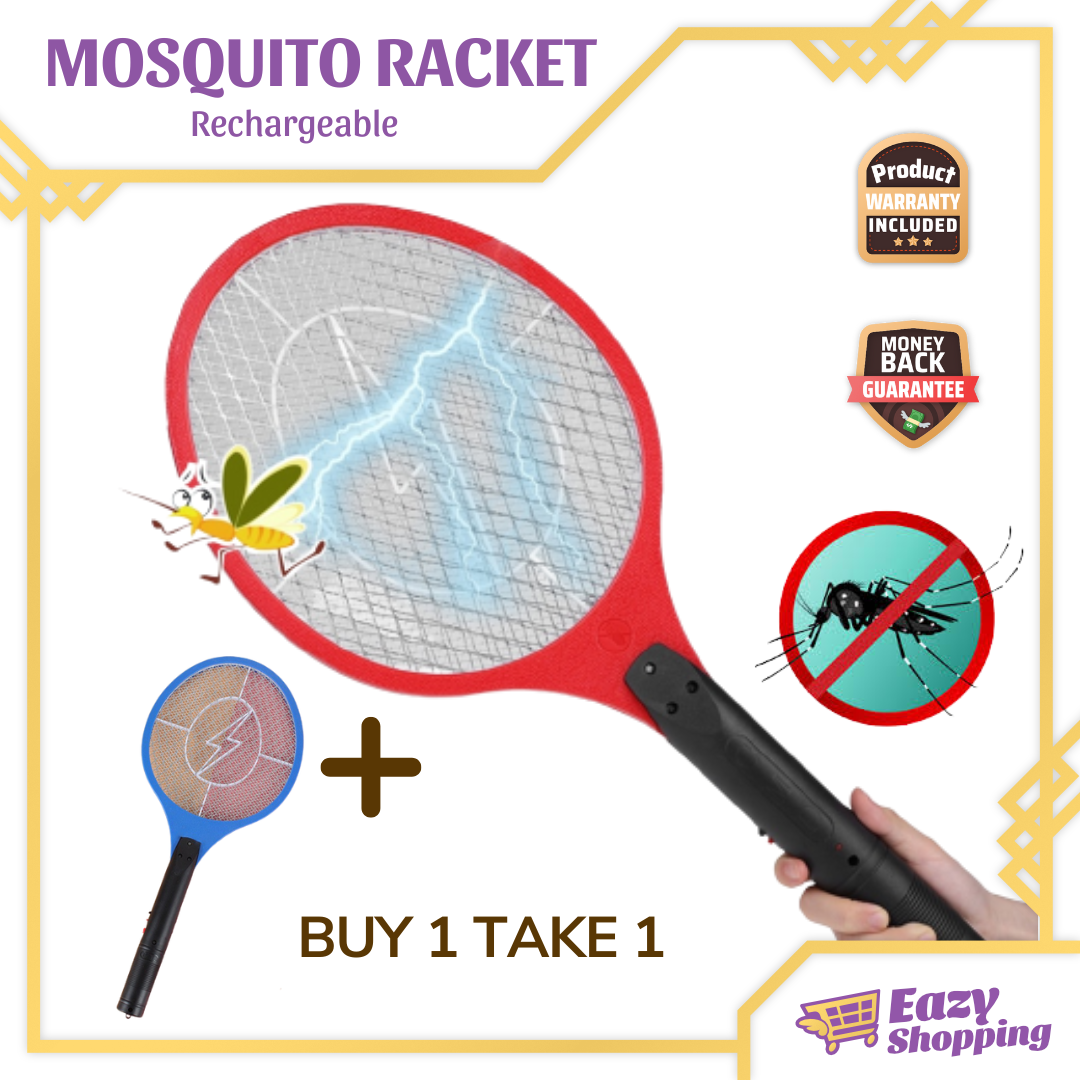 BUY 1 TAKE 1 Mosquito K!ller Swatter Zapper Bat Racket Rechargeable