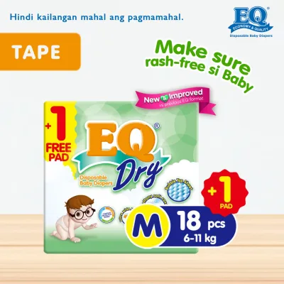 EQ Dry Travel Pack Medium (6-11 kg) - 19 pcs x 1 pack (19 pcs) - Tape Diaper