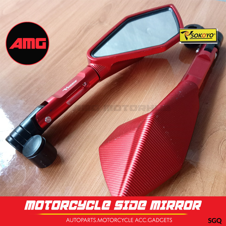 SOKOYO CNC Full color [RED] Universal Motorcycle Side Mirror. Lazada PH