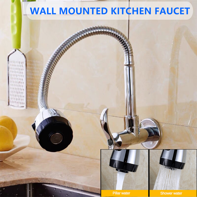 Stainless Steel Kitchen Faucets Single Cold Kitchen Sink Faucet Wall