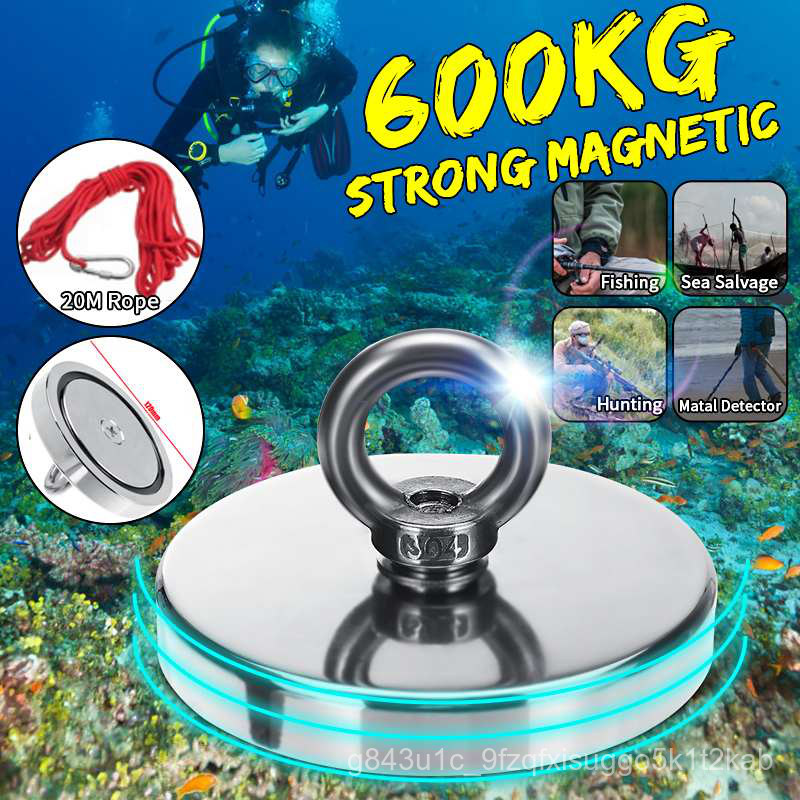 Magnet Deep Sea Salvage Strong Hook  Permanent Neodymium  Fishing Tool With Rope 