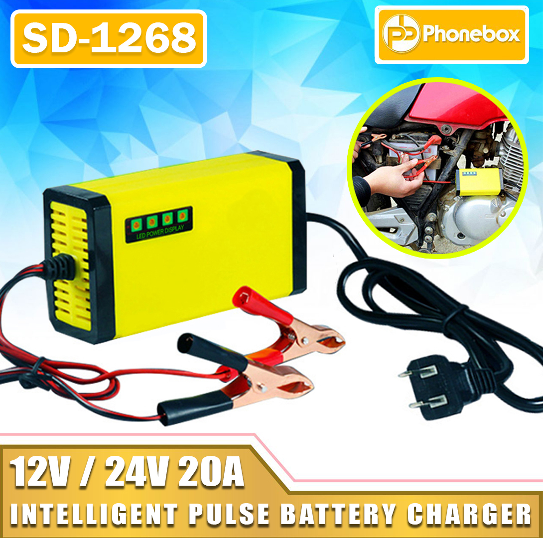 Car Battery Charger 12V 2-20A Full Intelligent Pulse Fast Car Battery  Charger for Automatic Motorcycle Electric Lead Acid Battery Auto Battery  Charger ( SD-1268 | SD-1269 | CCB-01 | SD-1210 | SD-1224 |