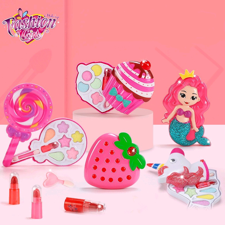 Kids Make Up Toy Set Pretend Play Princess Pink Makeup Beauty Safety  Non-toxic Kit Toys for Girls Dressing Cosmetic Girl Gifts