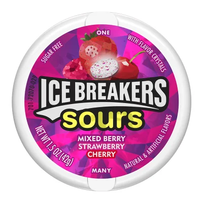 Hershey's Ice Breakers Sours Mint (Mixed Berry, Strawberry & Cherry Flavors) Net Wt. 42g (EXPIRY: MAY 2022)