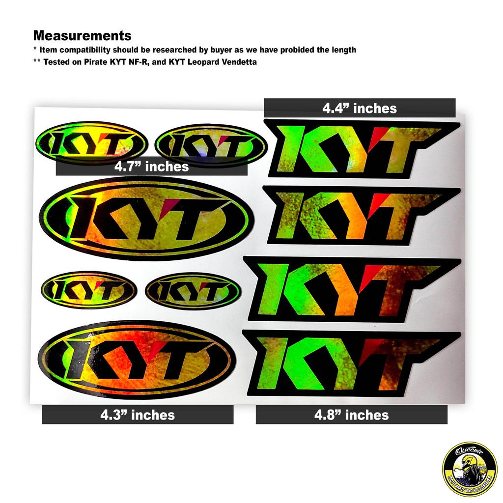 KYT Helmet Side Strip Logo Decals Kit Hologram Stickers Set NFR and