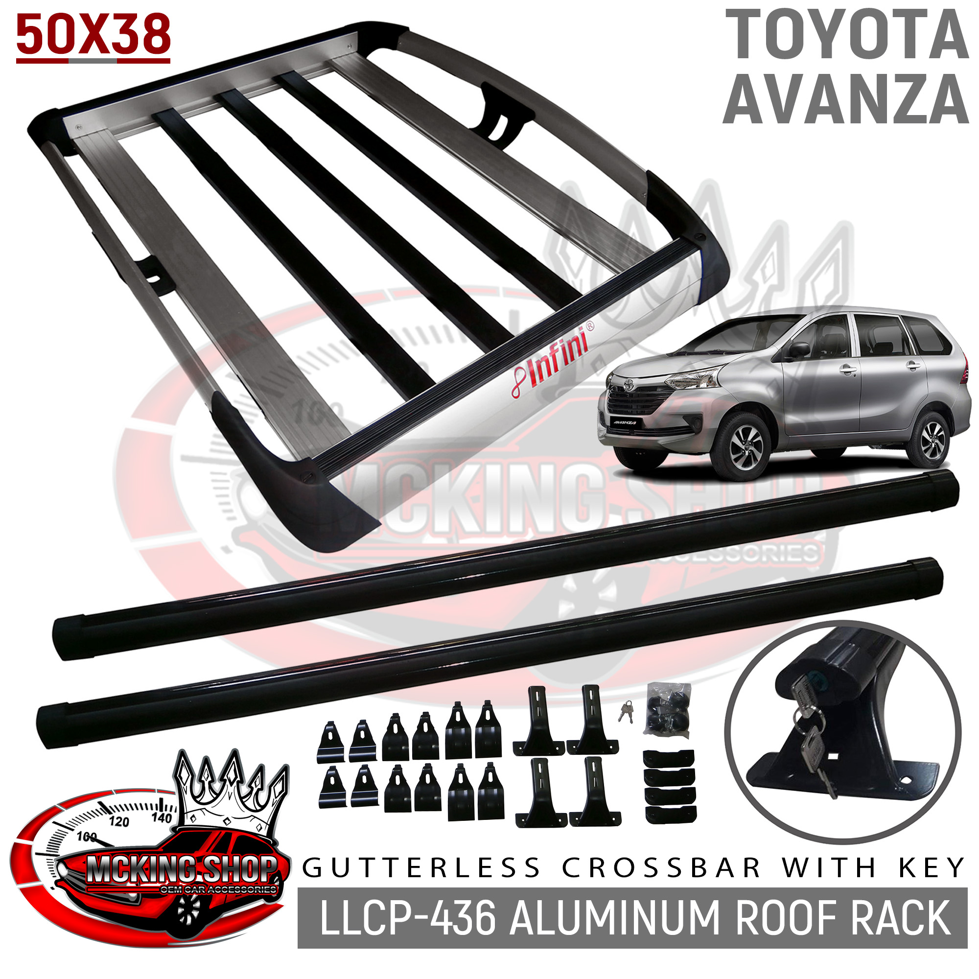 Toyota Avanza INFINI LLCP436 Aluminum Roof Rack 50x38 (Silver) with