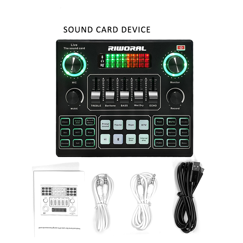 Sound Card Audio Mixer USB External Sound Card Headset Microphone Live Sound Card Karaoke for