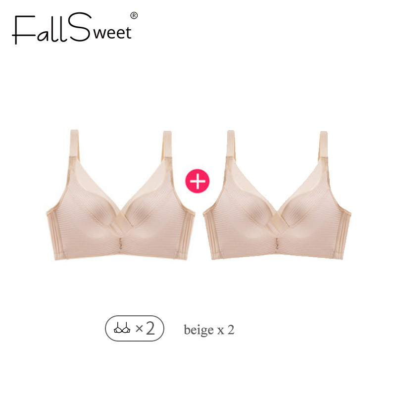 FallSweet 2 pcs / lot !Push Up Bra Wire Free Bras for Women Sexy Deep V  Lingerie