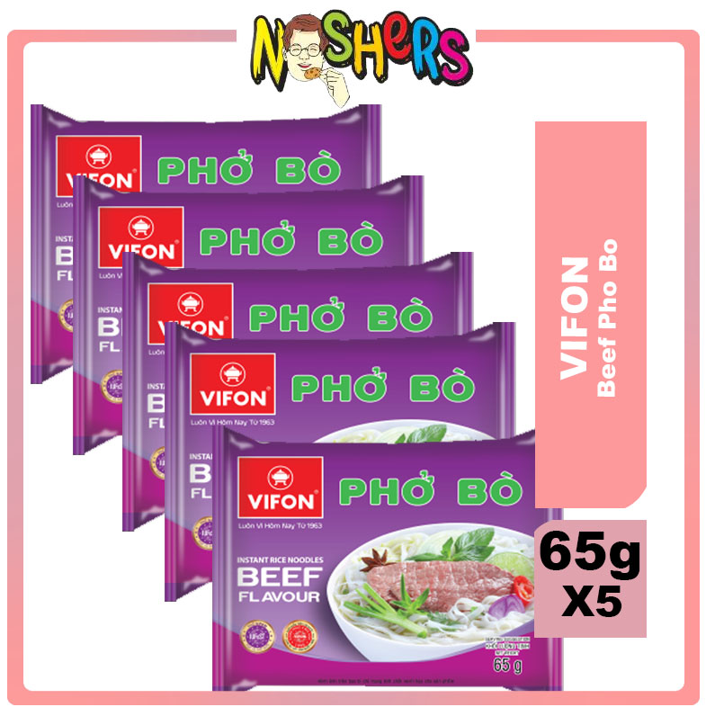 Noshers Vifon Instant Rice Noodles Beef Flavour Noodles Soup Pho Bo 65g