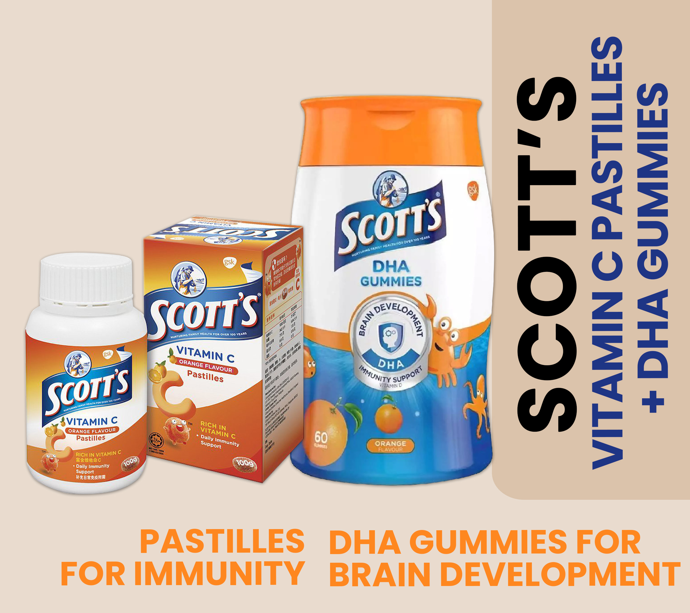 Scott's Vitamin C Pastilles Orange and Mixed Berries 50s Lazada PH