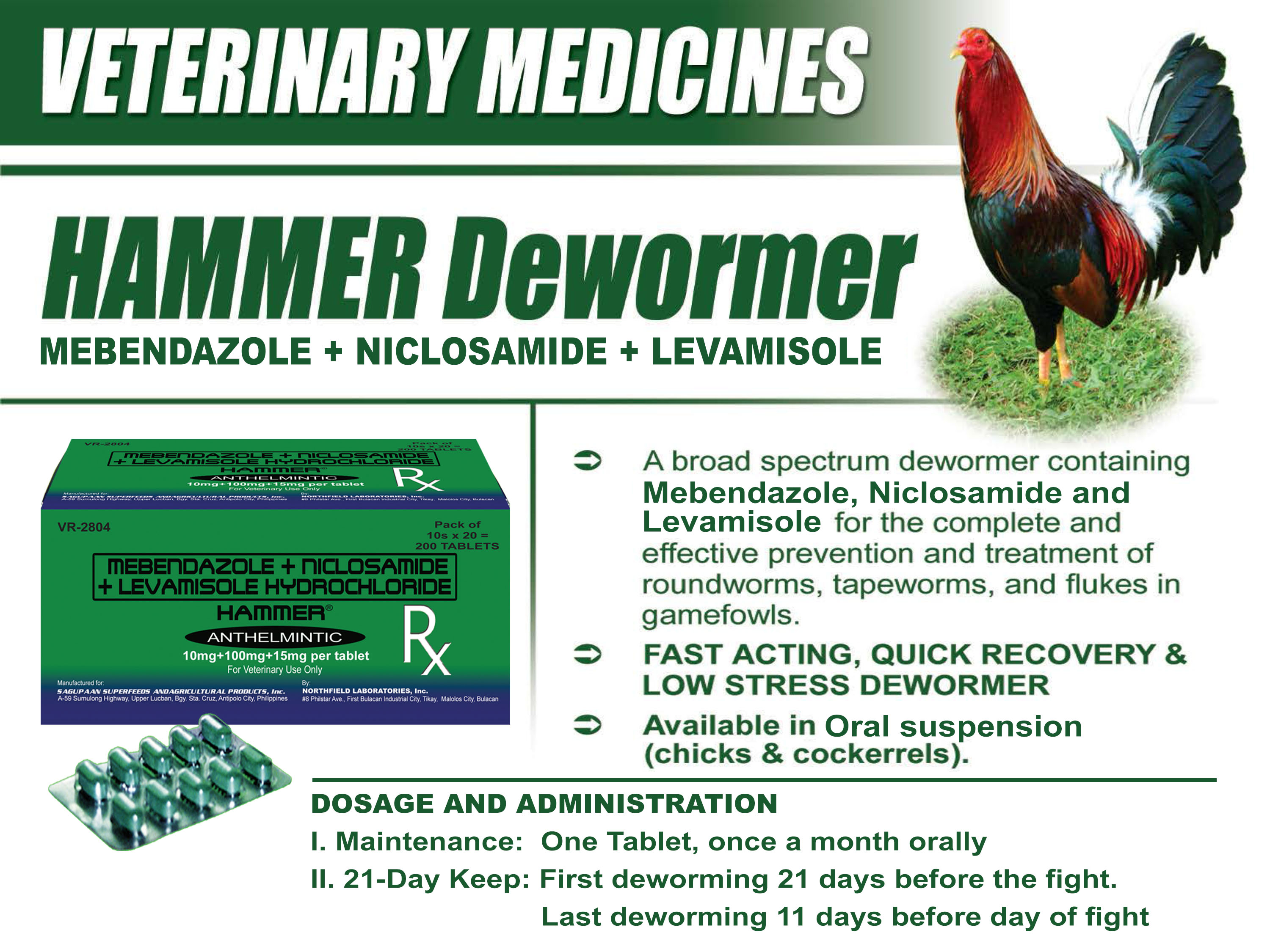 Hammer® Anthelmintic Chicken, Poultry, Gamefowl, Veterinary Lazada PH