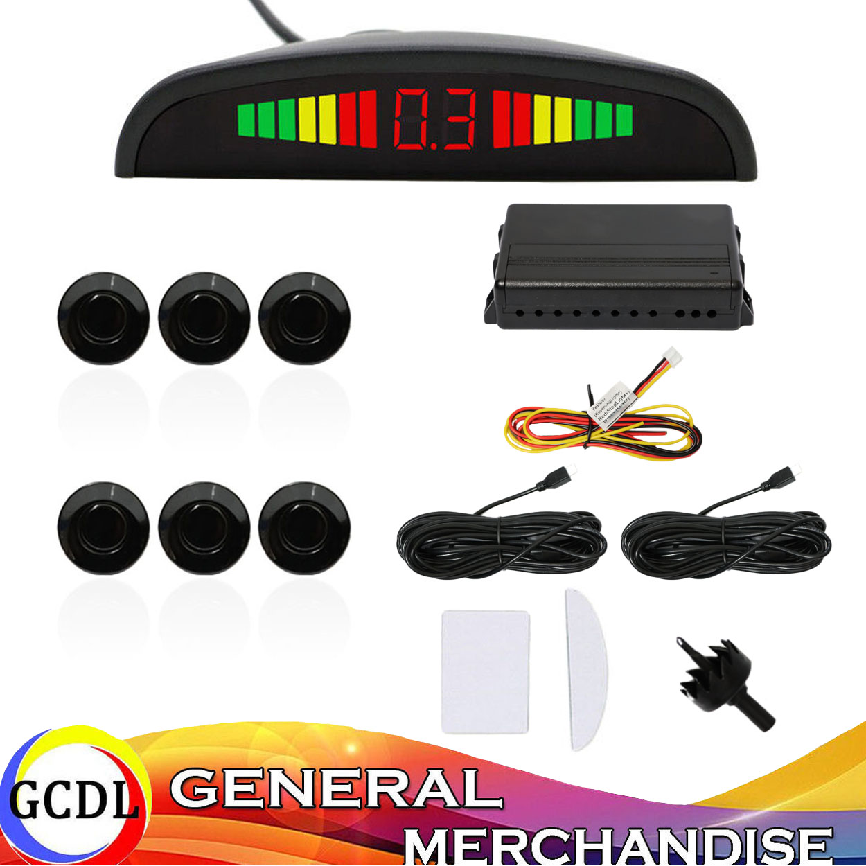 Car Parking Sensor With 6 Eye Front and Rear Reverse Backup Sensors