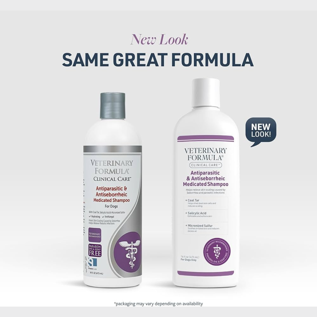 Veterinary Formula Clinical Care Antiparasitic Antiseborrheic Medicated  Shampoo for Dogs 473 ml