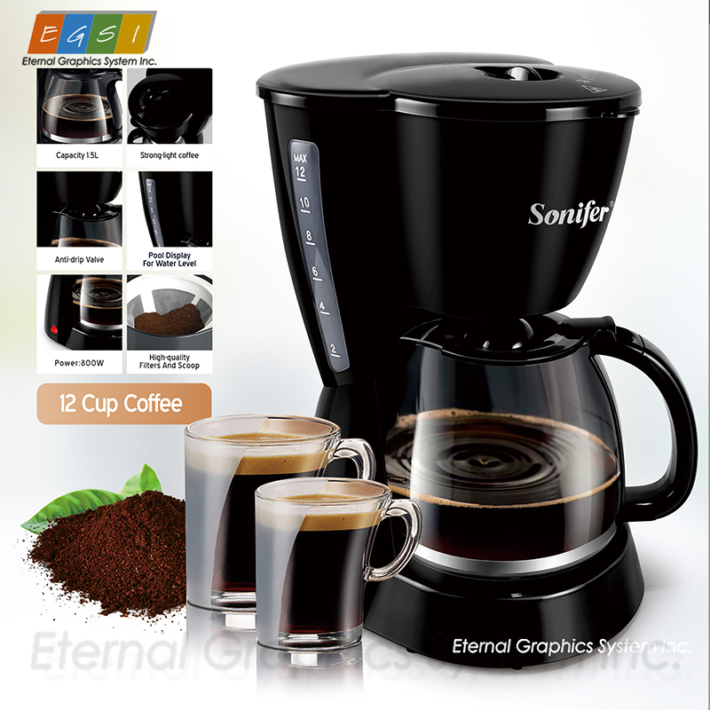 1.5L Electric Drip Coffee Maker 800W 