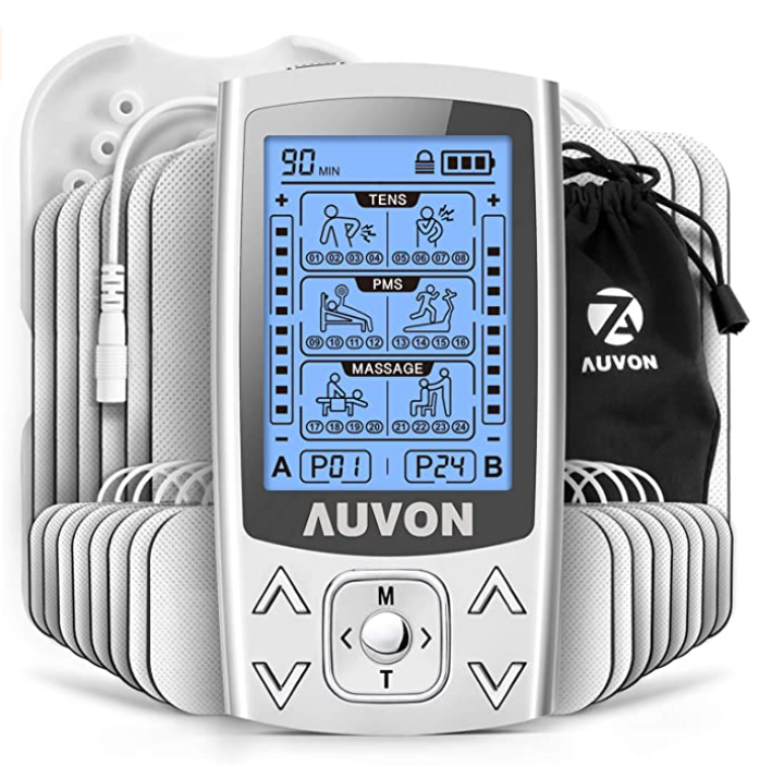 AUVON Dual Channel TENS EMS Unit 24 Modes Muscle Stimulator For Pain ...