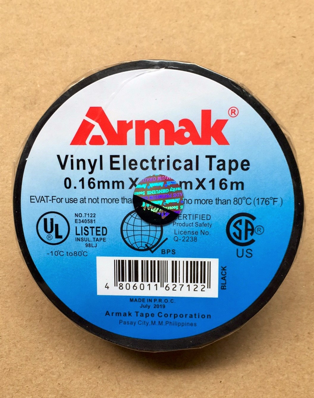 Armak Vinyl Electrical Tape Black ( 3/4" & 0.16mmx19mmx16m ) (Large