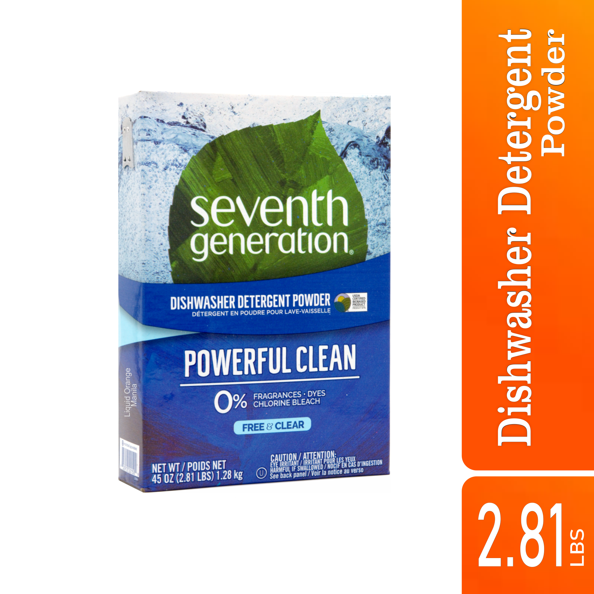Seventh Generation Dishwasher Detergent Powder, Free & Clear, 1.28kg