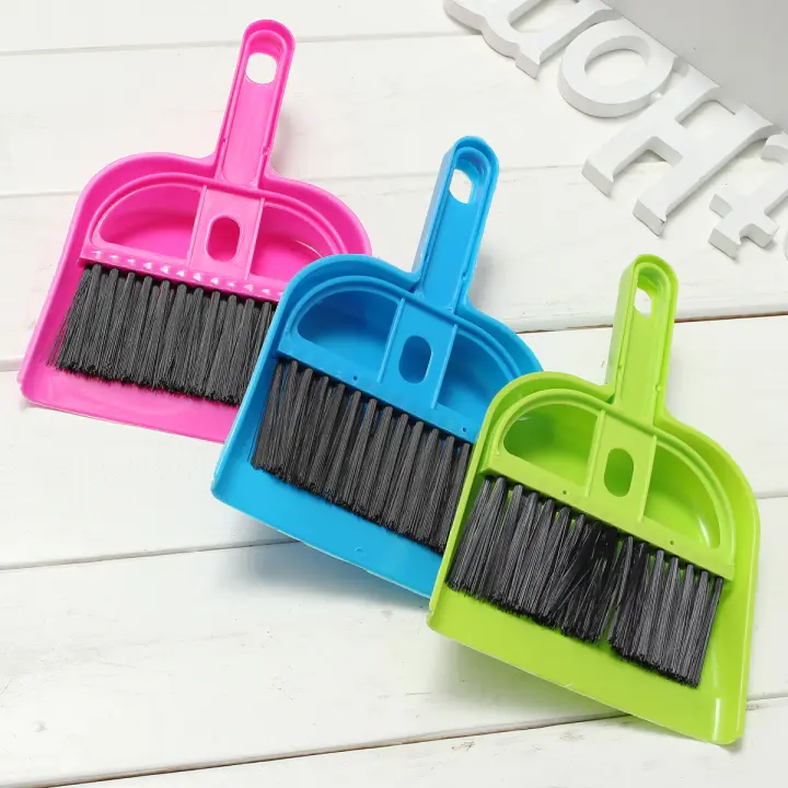 Broom and Dustpan Set Small Sofa Dustpan and Brush Set Mini Dust Pan Pink for Floor Desk Keyboard and Car Pink