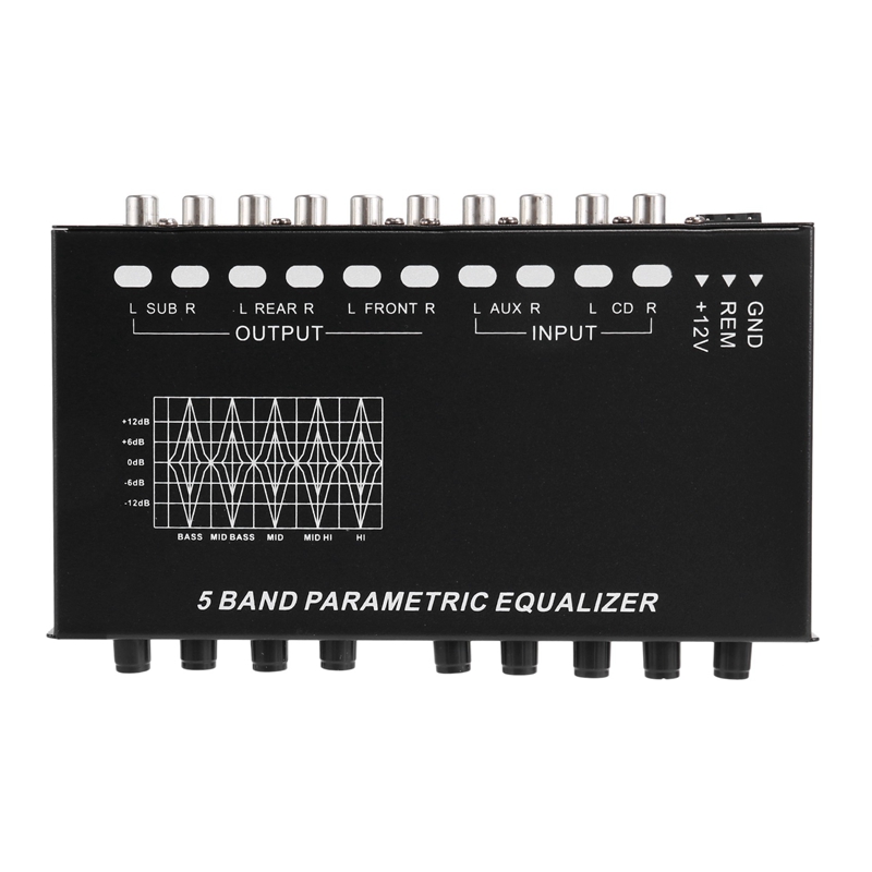 Car Audio Equalizer, Adjustable EQ Car Amplifier Graphic Equalizer with CD/AUX Input Select Switch,Black