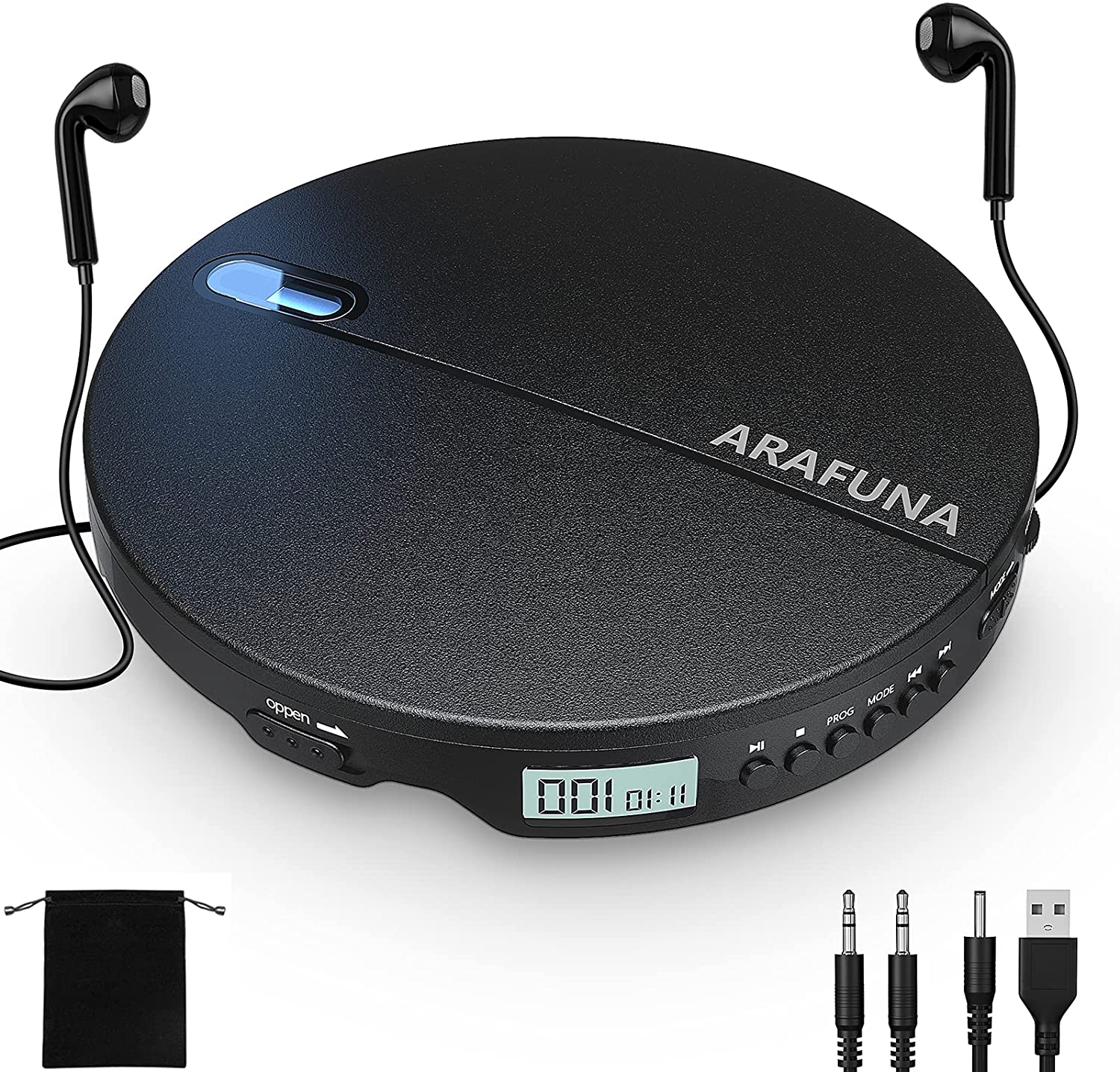Round Style Portable CD Player Headphone HiFi Music Reproductor CD Walkman  Discman Player Shockproof Lecteur CD With AUX Cable - AliExpress