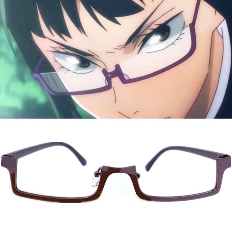 Jujutsu Kaisen Anime Cosplay Costume Maki Zenin Eyewear Purple Half Frame Glasses Eyeglasses 6346