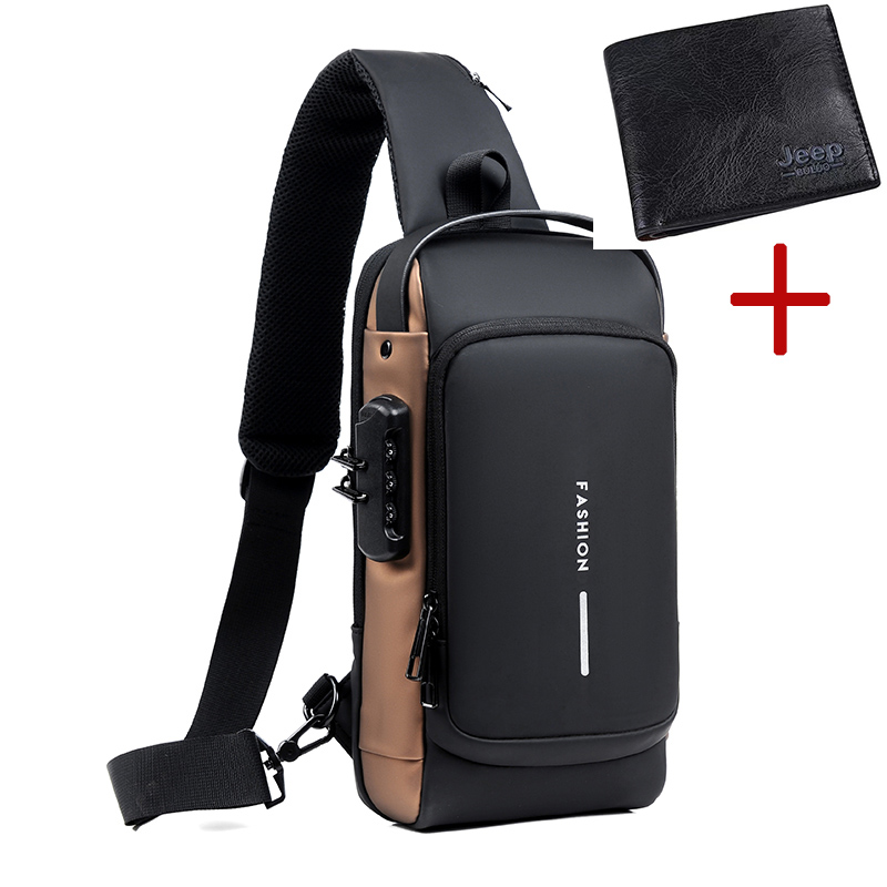 FRN New Upgraded USB Charged&TSA Serect Lock Fashion Chest Bag Outdoor Motorcycle Sport Bag Anti
