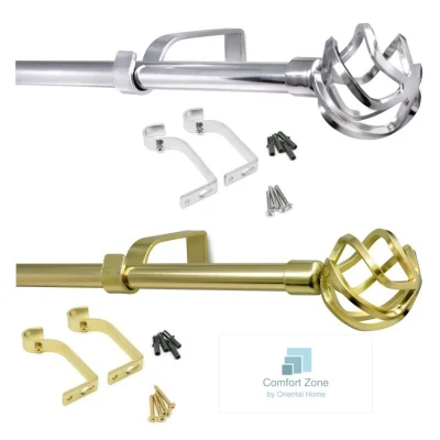 Modern Curtain Rod Thick Adjustable Extendable B28160 Gold and Silver Home Living Window Set Rod