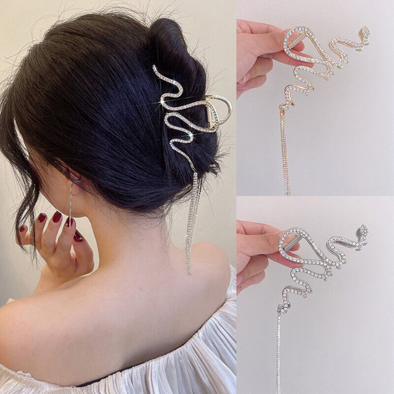 Elegant Rhinestone Hair Clip with Snake Tassel Women's Premium Thick Hair  Clips for Thick Hair | Lazada PH