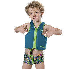 Áo phao bơi cho bé trai 2-6 tuổi có khóa kéo, màu xanh lá cây
