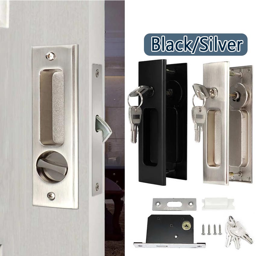 Sliding Door Lock Handle with Keys Zinc Alloy for Barn Wood Furniture