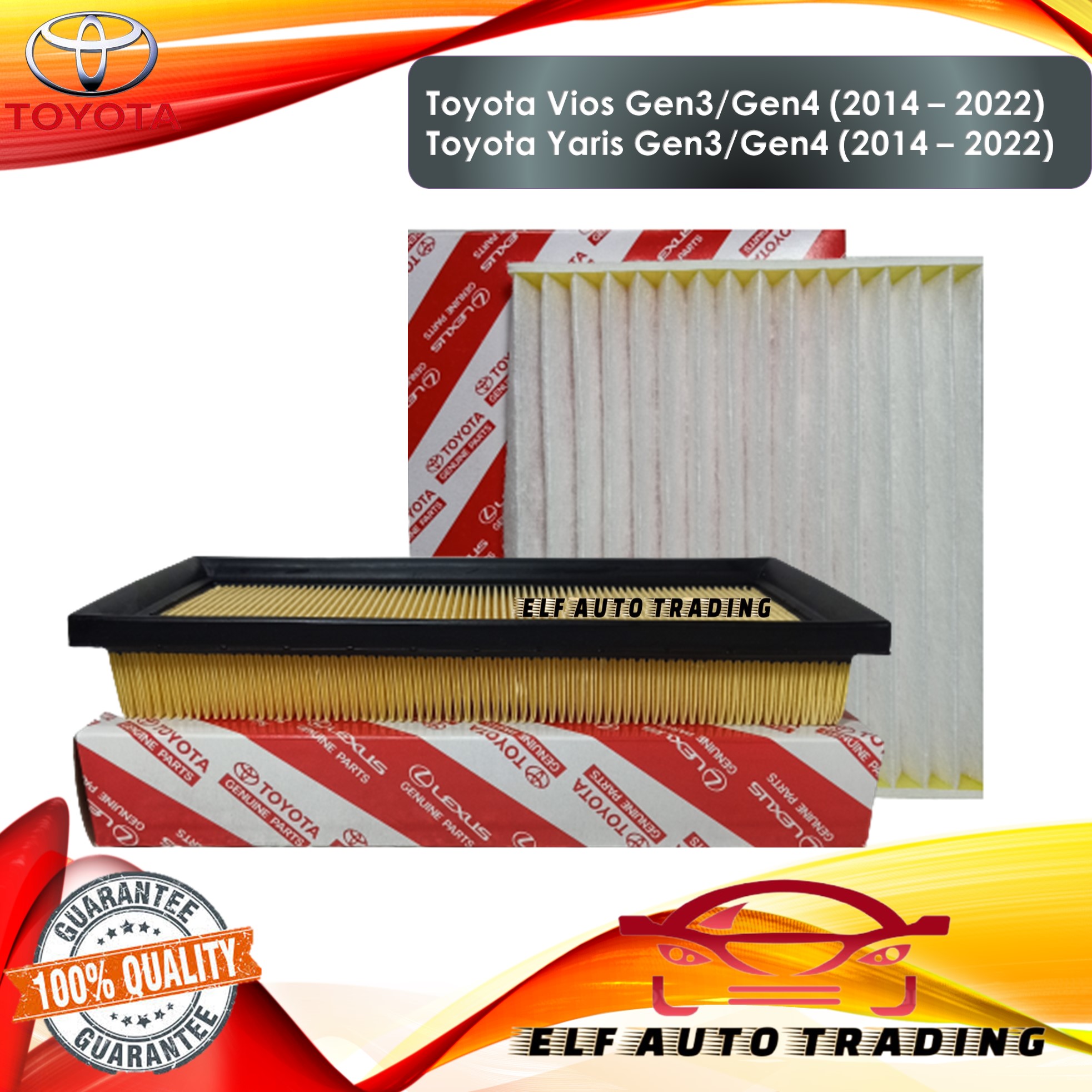Combo Engine Air Filter and Cabin Filter for Toyota Vios Gen3/Gen4
