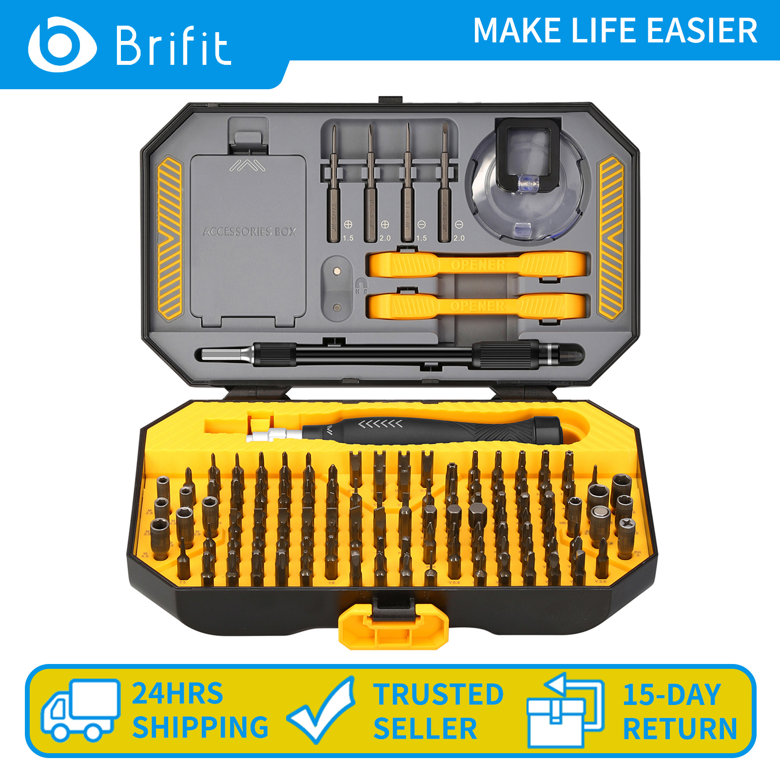 Brifit bộ tuốc nơ vít 143 trong 1 bộ đầu vít độ chính xác cao bộ dụng cụ từ tính cho máy vi tính máy tính xách tay bộ dụng cụ sửa chữa lắp ráp điện tử điện tử điện thoại thông minh