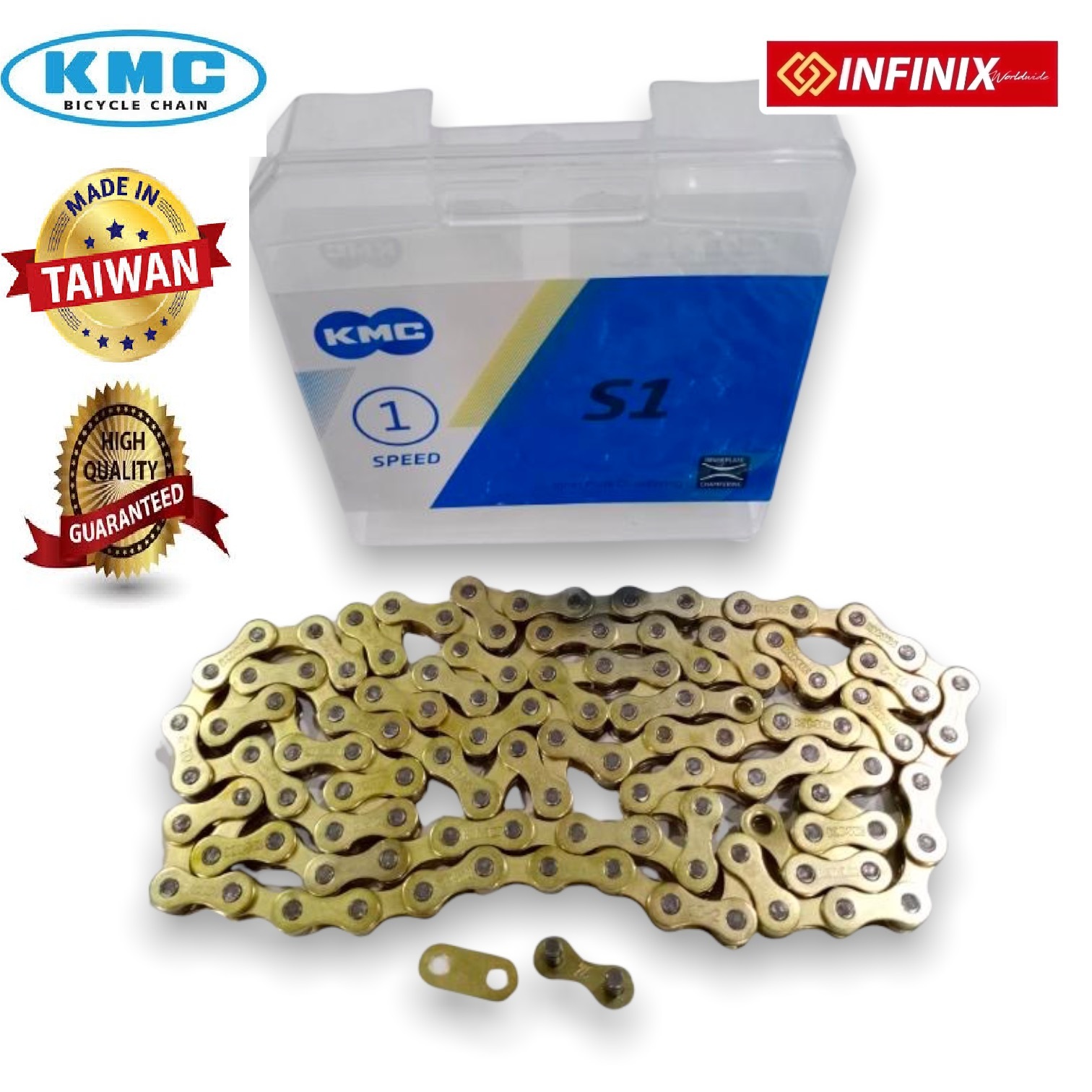 KMC S1 BMX Bicycle Chain 1/2x1/8 112 LINKS TAIWAN gold | Lazada PH