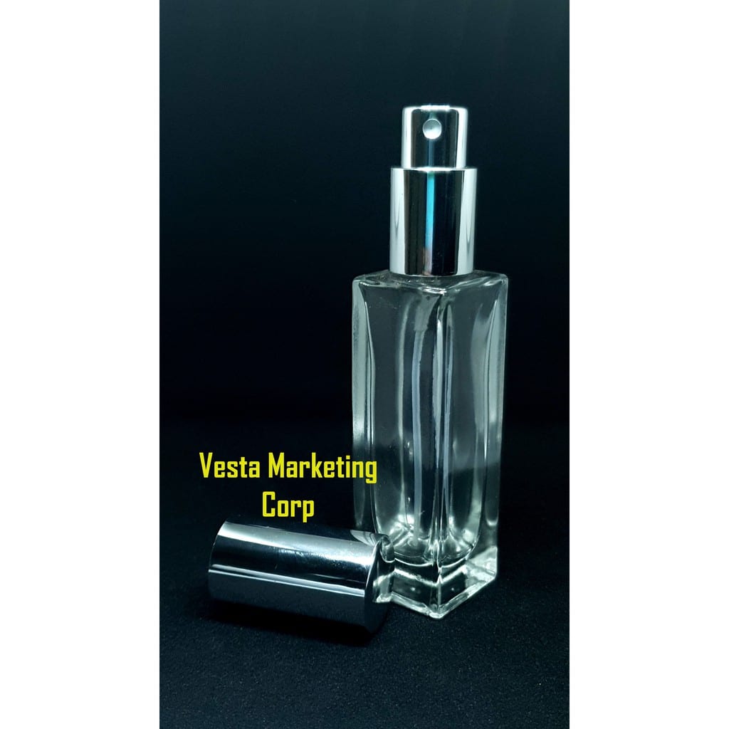 30ml clear rectangular glass perfume empty bottle refillable with