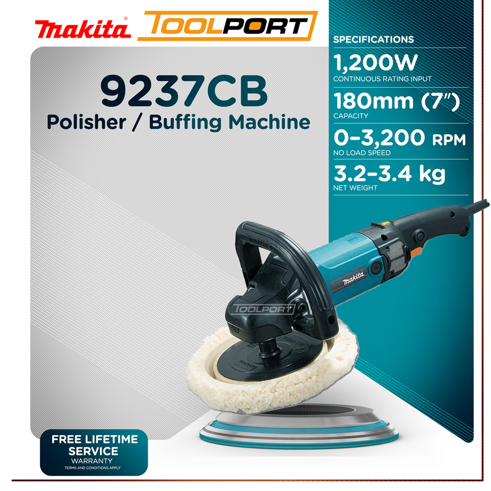 Makita 9237CB Polisher / Buffing Machine 7" (180mm) with Variable Speed