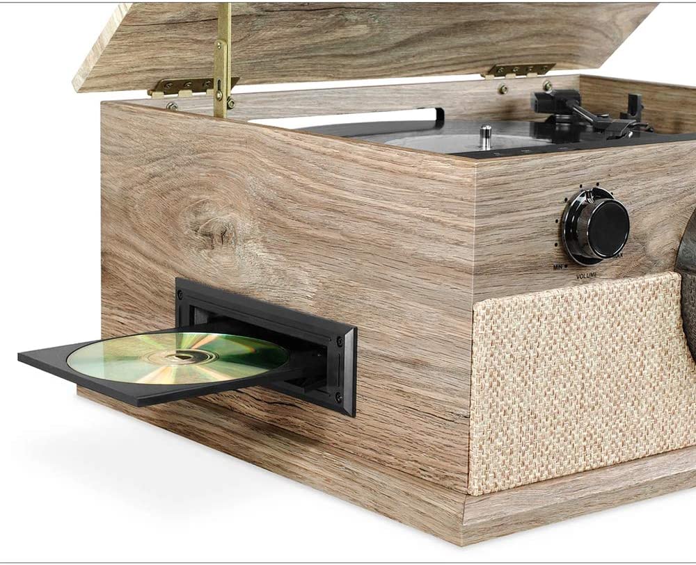Farmhouse　Wireless　Streaming,　Player　Lazada　Cassette　Bluetooth　Multimedia　Radio,　Victrola　Center　PH　Brookline　Player,　CD　Music　Built-in　3-Speed　Speakers　Style　with　Oatmeal　6-in-1　FM　Record　Turntable,
