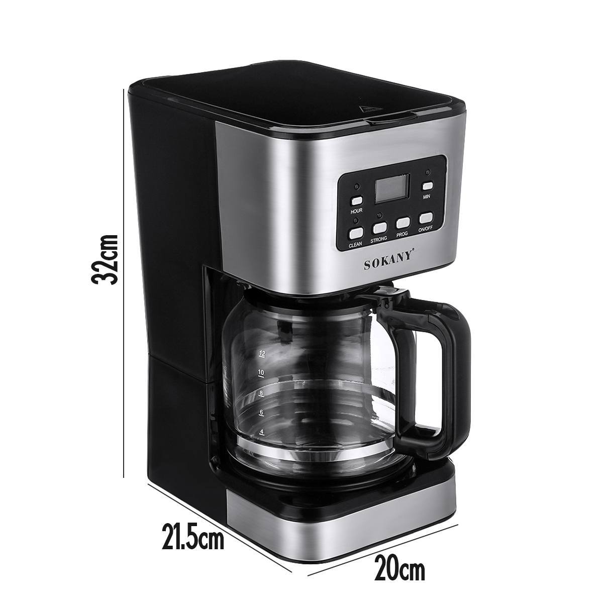 เครื่องชงกาแฟสด เครื่องชงกาแฟ 950W 12ลิตร สีเงิน แถมเครื่องบดกาแฟ